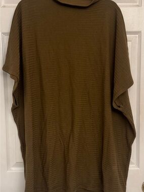 Madewell Do Well 100% Cotton Ribbed Knit Poncho Top Olive Brown